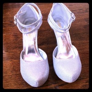 Silver glitter heels